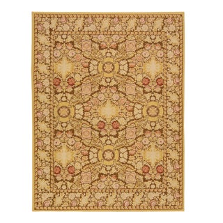 Vintage Portuguese Arraiolos Needlepoint Allover Pattern Beige Wool Rug For Sale