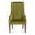 Deep olive velvet covers a 49-inch back and sloping, wing-like arms, giving the seat the scale and presence of a host...