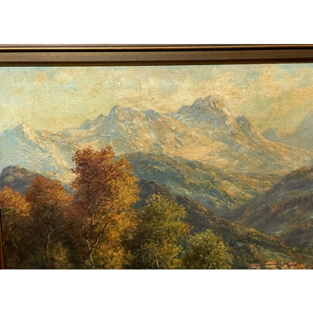 Green Antique 19th Century F. Braitner Farming Landscape Realism Oil Painting Canvas For Sale - Image 8 of 16