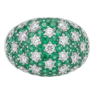 Emerald and Diamond Halo Ring in 18k Gold, 2.40ct & 1.78ct, Size 6 For Sale