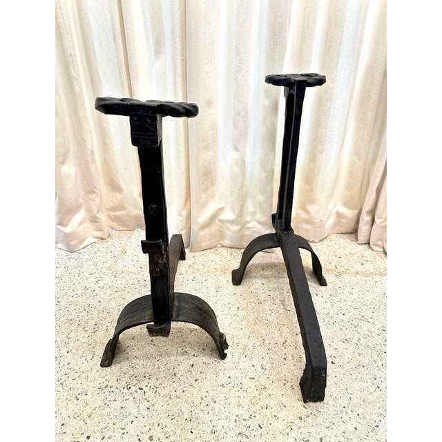 Massive Pair of Wrought Iron 18th Century Fire Dogs/ Andirons For Sale - Image 11 of 12