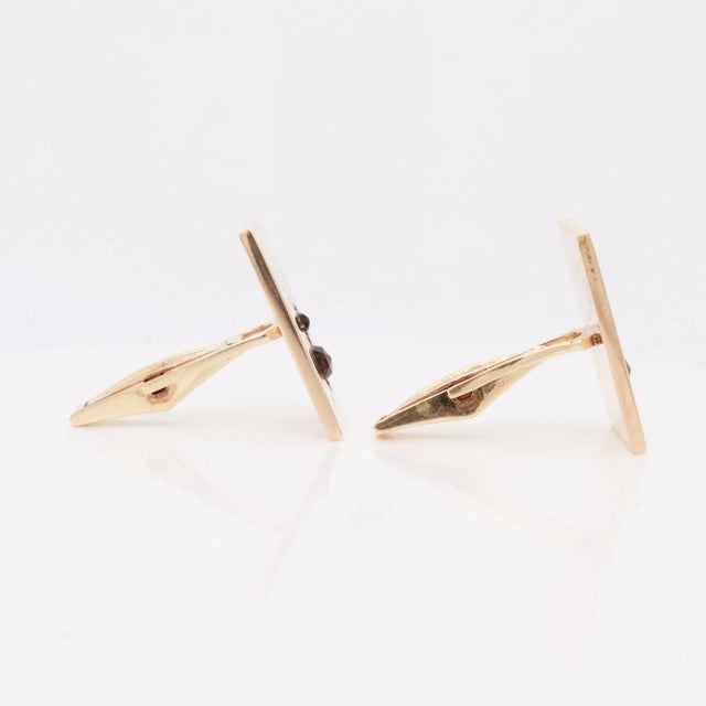 Mid-Century Modern Pair of Mid-Century Modern 14k Gold & Garnet Spider Cufflinks For Sale - Image 3 of 10