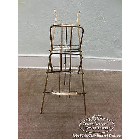 high quality Italian-made solid brass magazine stand that folds like an easel w/ great vintage patina