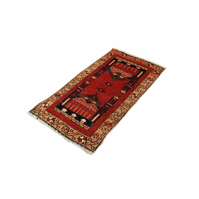 Vintage Handknotted decorative mini rug from Kars region of Turkey. Approximately 45-55 years old. In very good condition.