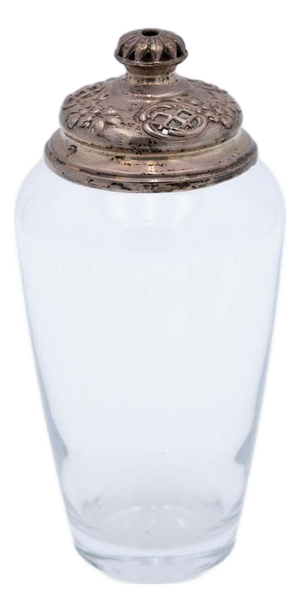 Glass Bottle with Embossed Silver Lid