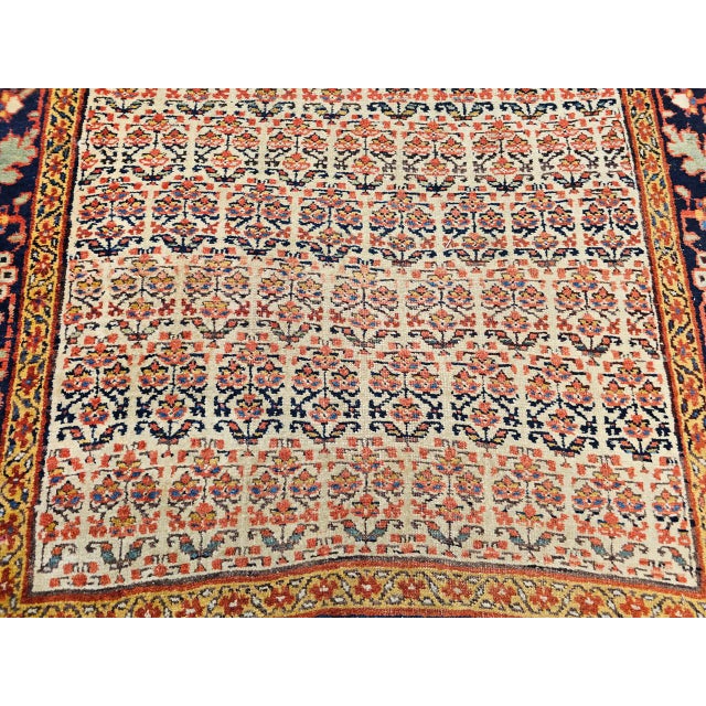19th Century Persian Bidjar Wide Runner, Hand-Knotted Wool, Allover Paisley Pattern, Ivory & Navy, 4x14 For Sale - Image 14 of 18