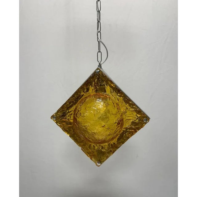 Silver Pendant Light with Double Murano Plates attributed to Mazzega, 1960s For Sale - Image 8 of 8