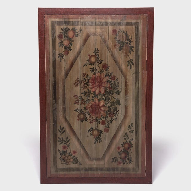 Early 20th Century Chinese Painted Floral Longevity Panel For Sale