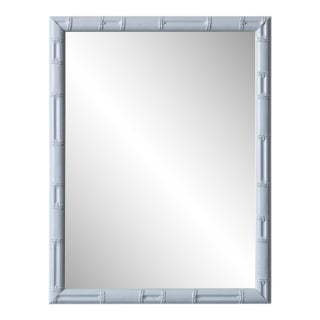 Faux Bamboo White Lacquer Mirror, 20th Century For Sale
