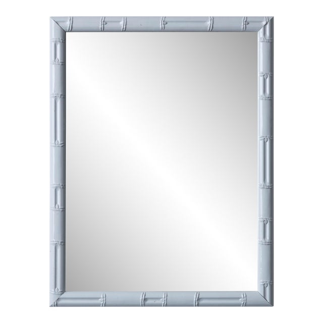 Faux Bamboo White Lacquer Mirror, 20th Century For Sale