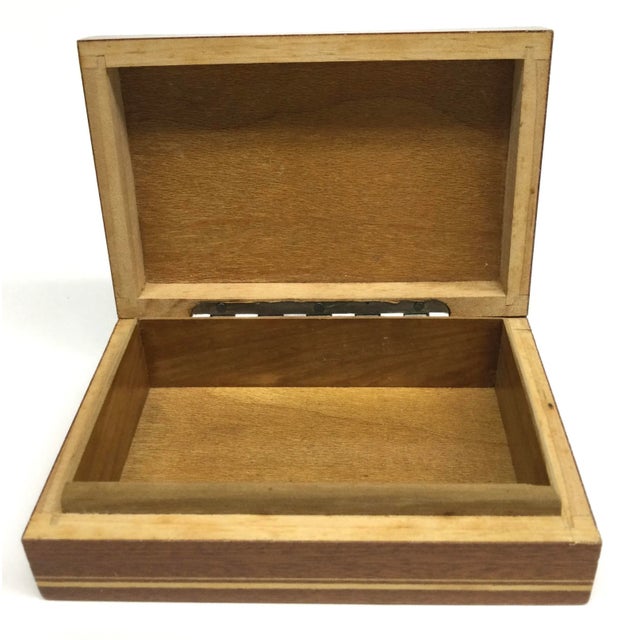 French Artisan Vintage Wood Lidded Treasure Trinket Box For Sale - Image 9 of 13