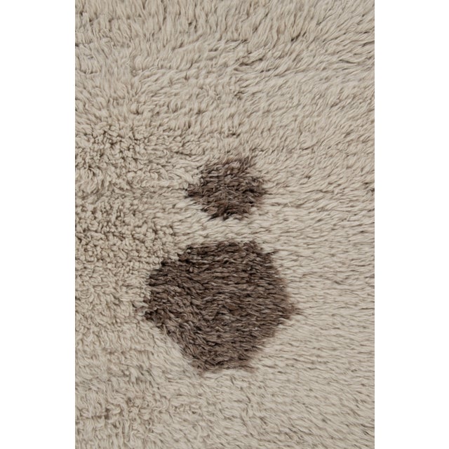 Traditional Vintage Tulu Shag Rug in Cream and Beige-Brown Medallion - Rug & Kilim For Sale - Image 3 of 8