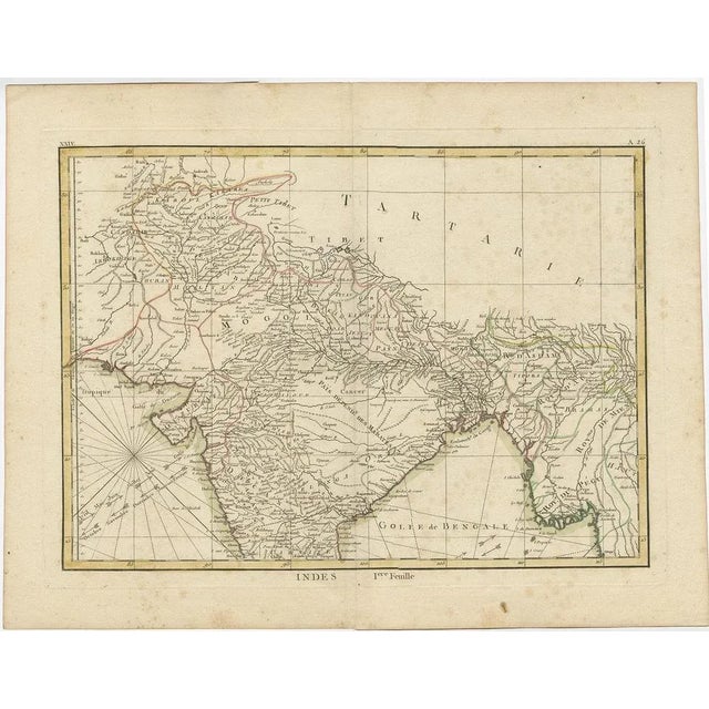: Antique map titled 'Indes Iere Feuille'. Old map of northern India. Covers the subcontinent from Kandahar east as far as...