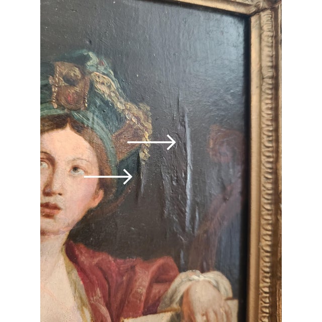 Small Antique Oil Painting Portrait of the Cumaean Sibyl After Domenichino For Sale - Image 13 of 15