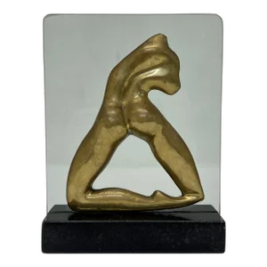 Brazilian Mid-Century Modern Bronze Sculpture on Glass and Granite Base, 1960s