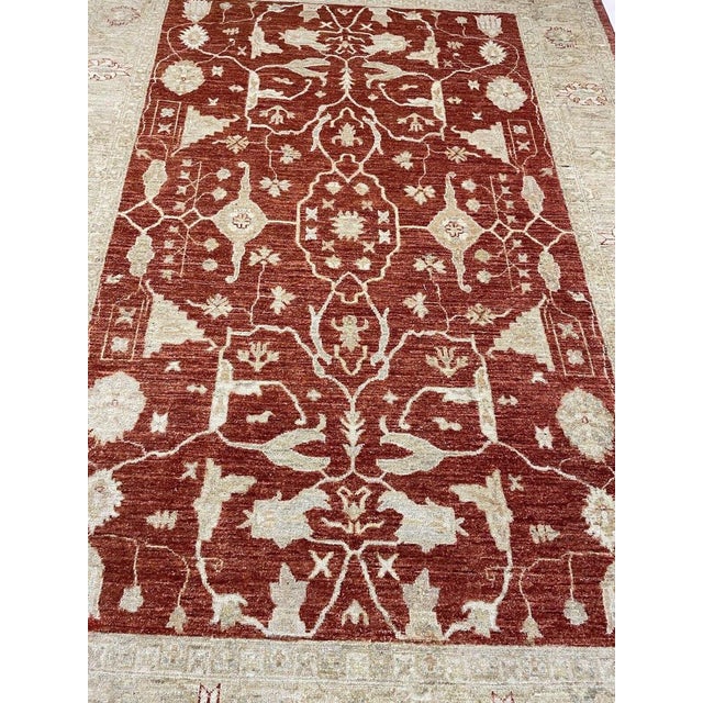 Middle Eastern Wool Rug in Light Red with Gold-Colored Accents For Sale - Image 9 of 10