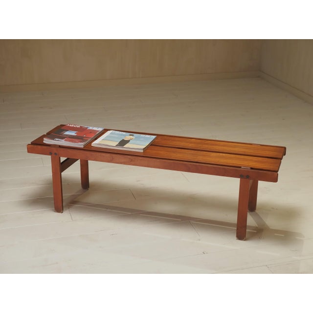 Mid-Century Modern Italian Slatted Bench, 1960s For Sale - Image 3 of 10