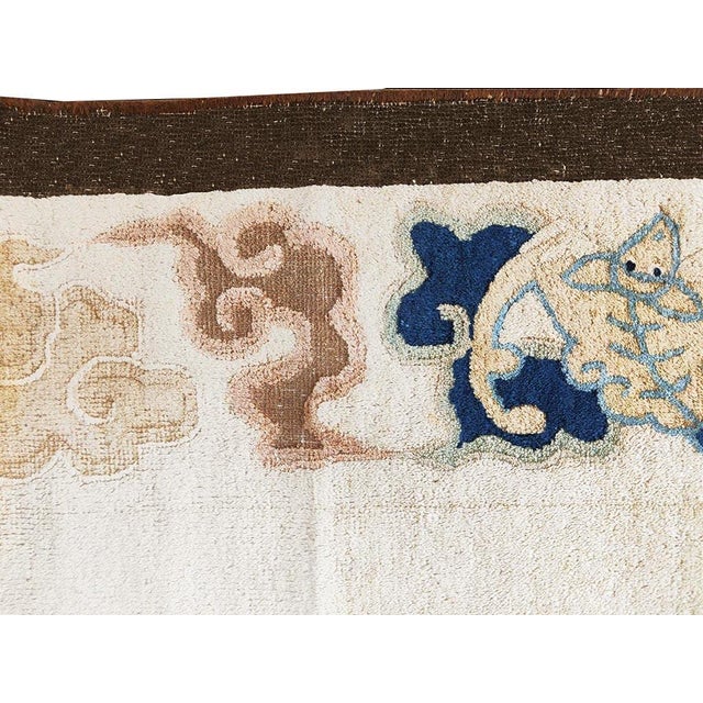 Textile 1880s Beige Antique Chinese Peking Rug With Eight Immortals Playing Weiqi "Go" For Sale - Image 7 of 11