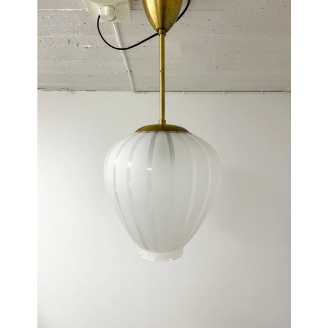 Swedish Art Deco Pendent Brass & Glass, 1940s For Sale - Image 3 of 18