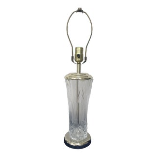Hollywood Regency Draped Cut Crystal Brass Table Lamp For Sale
