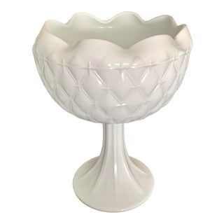 Vintage Milk Glass Footed Bowl For Sale