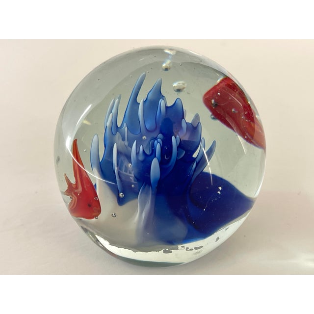 Blue Cenedese Italian Glass Fish Aquarium Paperweight For Sale - Image 8 of 10