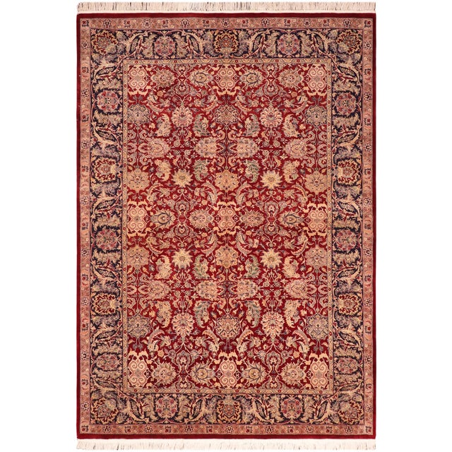 Shabby Chic 1990's Pak-Persian Red/Blue Wool Rug - 6'1'' X 8'10'' For Sale - Image 9 of 9