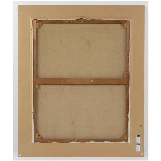 This striking oil painting titled "Seated Girl on Blue Chair" was created by Belgian artist Leopold Leysen, better known...