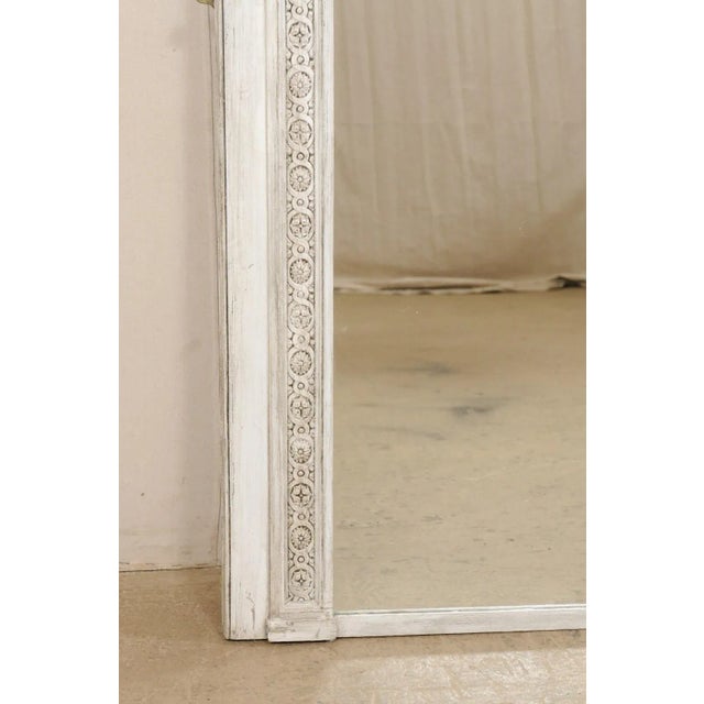 White Mid 20th Century French Neoclassical Trumeau Mirror For Sale - Image 8 of 10