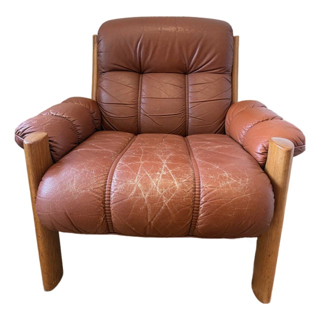 Mid-Century Modern Teak & Leather Chair, Attributed to Ekornes Montana For Sale