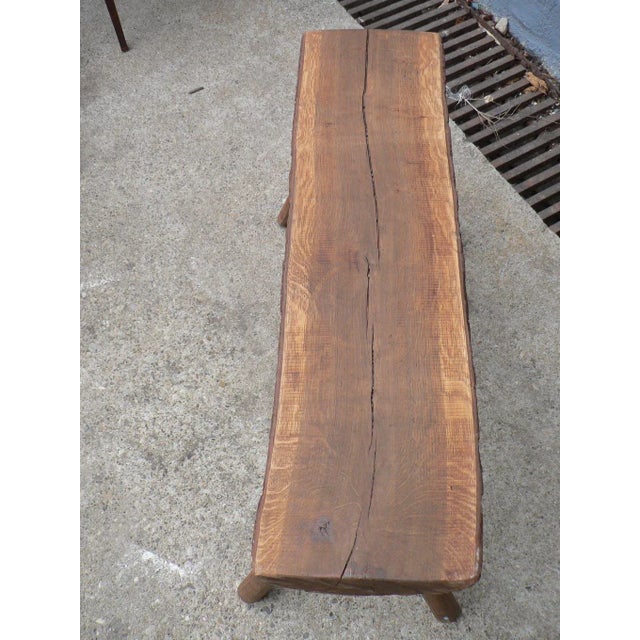Rustic Antique Rustic Farmhouse Wooden Bench For Sale - Image 3 of 10
