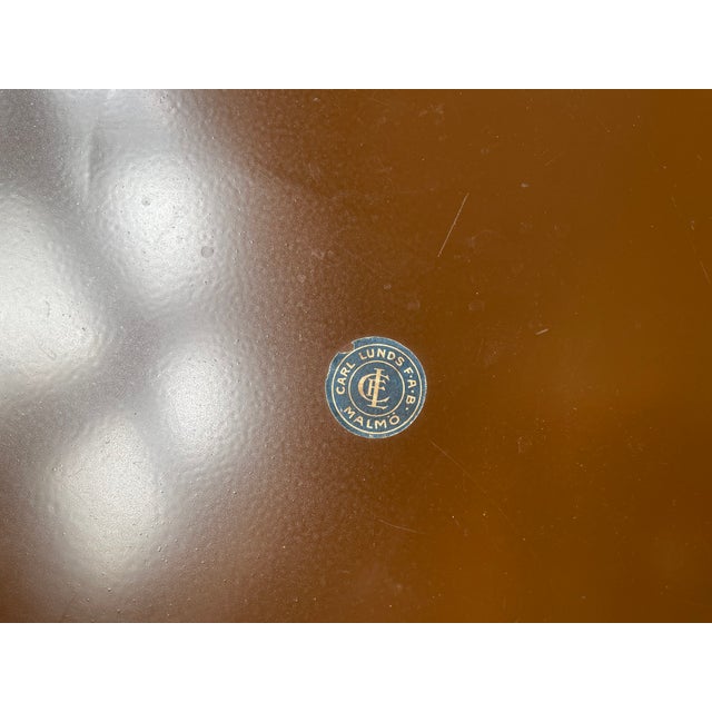 Swedish Modern Yellow Ovale Metal Serving Tray by Carl Lund, 1960s For Sale - Image 6 of 9