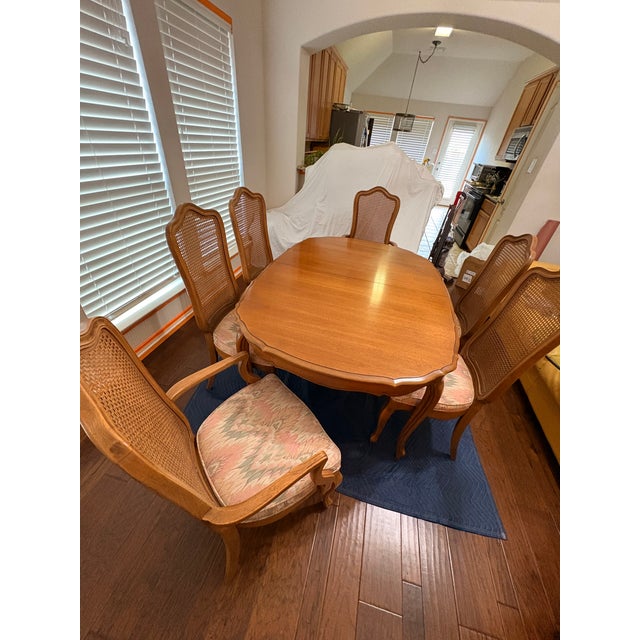 1962 Thomasville Tableau Collection dining set—an iconic example of Country French craftsmanship and mid-century American...