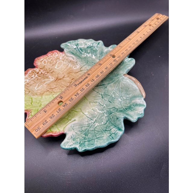 1990s Vintage Fitz and Floyd Ironstone Majolica Leaf Plates - Set of 4 For Sale - Image 5 of 6