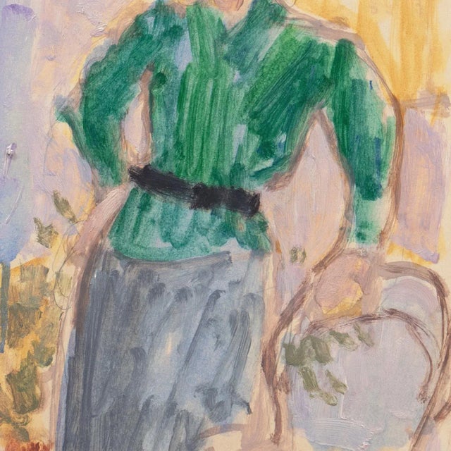 Paper 'Woman in Green' by Victor Di Gesu, Louvre, Académie Chaumière, Paris, Los Angeles County Museum of Art For Sale - Image 7 of 11