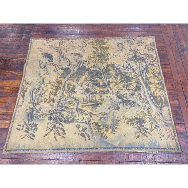 19th Century French/Belgian Verdure Woven Tapestry Elaborate Foliage & Birds For Sale - Image 9 of 10