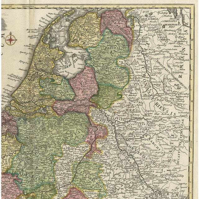 Antique Map of the Netherlands and Belgium by Homann, 1710 For Sale - Image 4 of 11