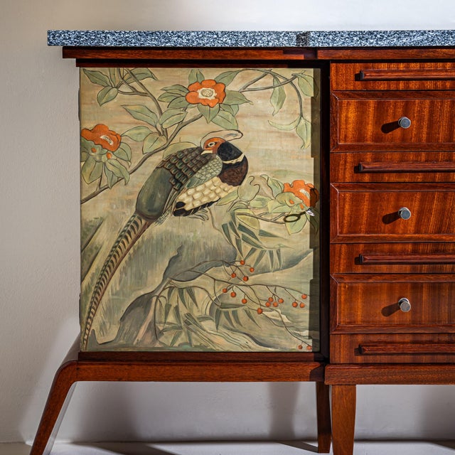 Sideboard With Bird Motifs, Italian School, Mid-20th Century For Sale - Image 4 of 6
