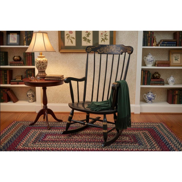 Wood Vintage Mid Century Nichols and Stone Hitchcock Style Boston Rocker Chair For Sale - Image 7 of 7