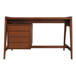 Italian Desk with Glass Top and Brass Details, 1950s For Sale