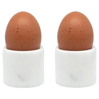 Egg Cups in White Marble, Set of 2 For Sale