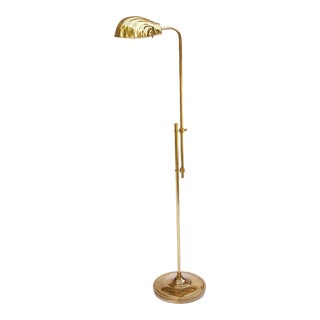 Vintage Brass Chapam Shell Motive Adjustable Floor Lamp For Sale