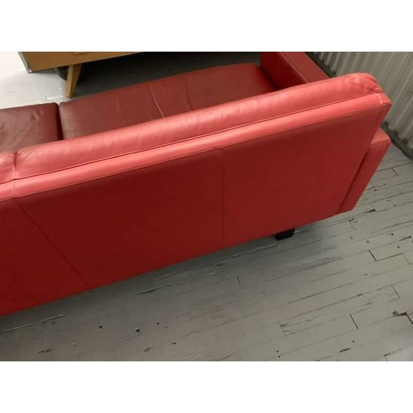 Hobart Wells Midcentury Style Sofa Red Leather by Room & Board (Stated Price or Obo) For Sale - Image 4 of 6