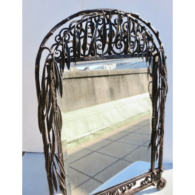 Ebony Antique French Iron Art Deco Table Mirror Circa 1920s For Sale - Image 8 of 17