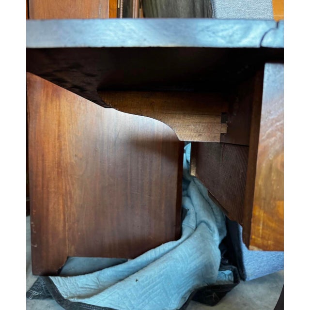 Mid 19th Century Empire-Style Drop-Leaf Sewing Table With Two Drawers & Scroll-Foot Pedestal For Sale - Image 5 of 8