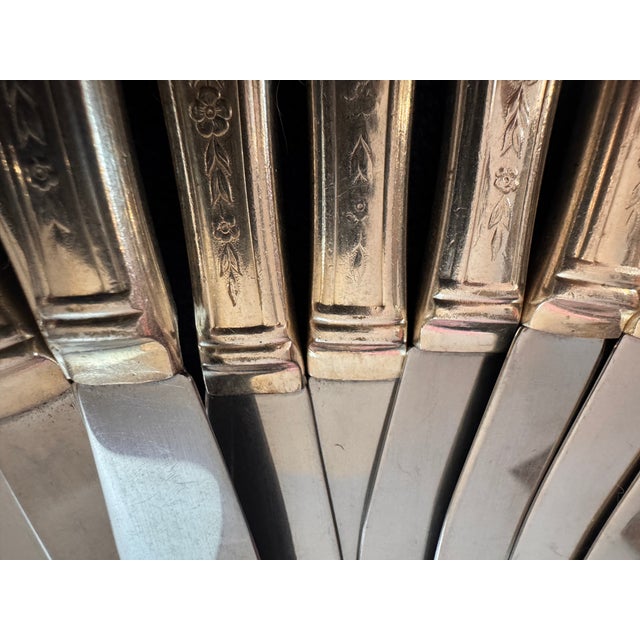 1960s Art Deco Dinner Knife Mildred Silverplate, 1936 by National Silver Co - 12 Pcs For Sale - Image 9 of 16