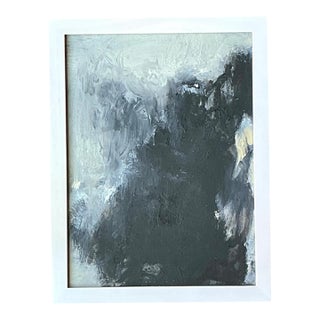 Vintage Black and White Abstract Expressionist Painting For Sale