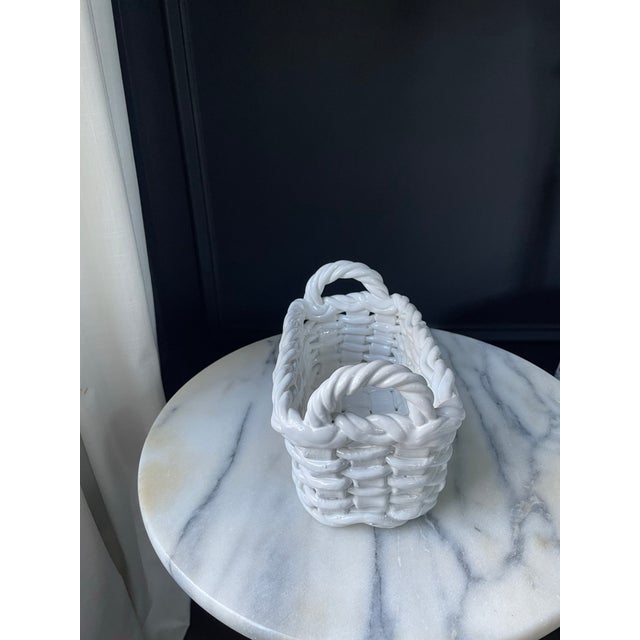 Italian Late 20th Century Signed Italian Ceramiche Woven Basket For Sale - Image 3 of 7