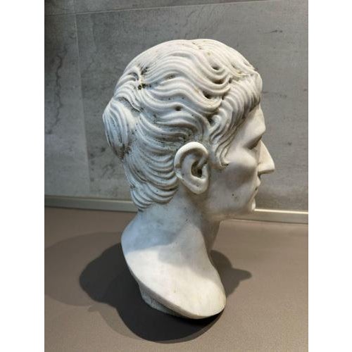 Augustus Emperor - Head in carrara white marble - First Roman Emperor Early 20th century Height 37 cm Width 23 cm Depth 15...