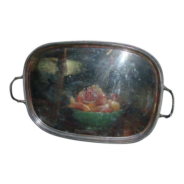 Early 19th Century Old Sheffield Silver on Copper "Fortune Favors the Brave" Handled Tray For Sale